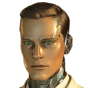 Karel, the site's guide: a visibly mechanical humanoid robot.